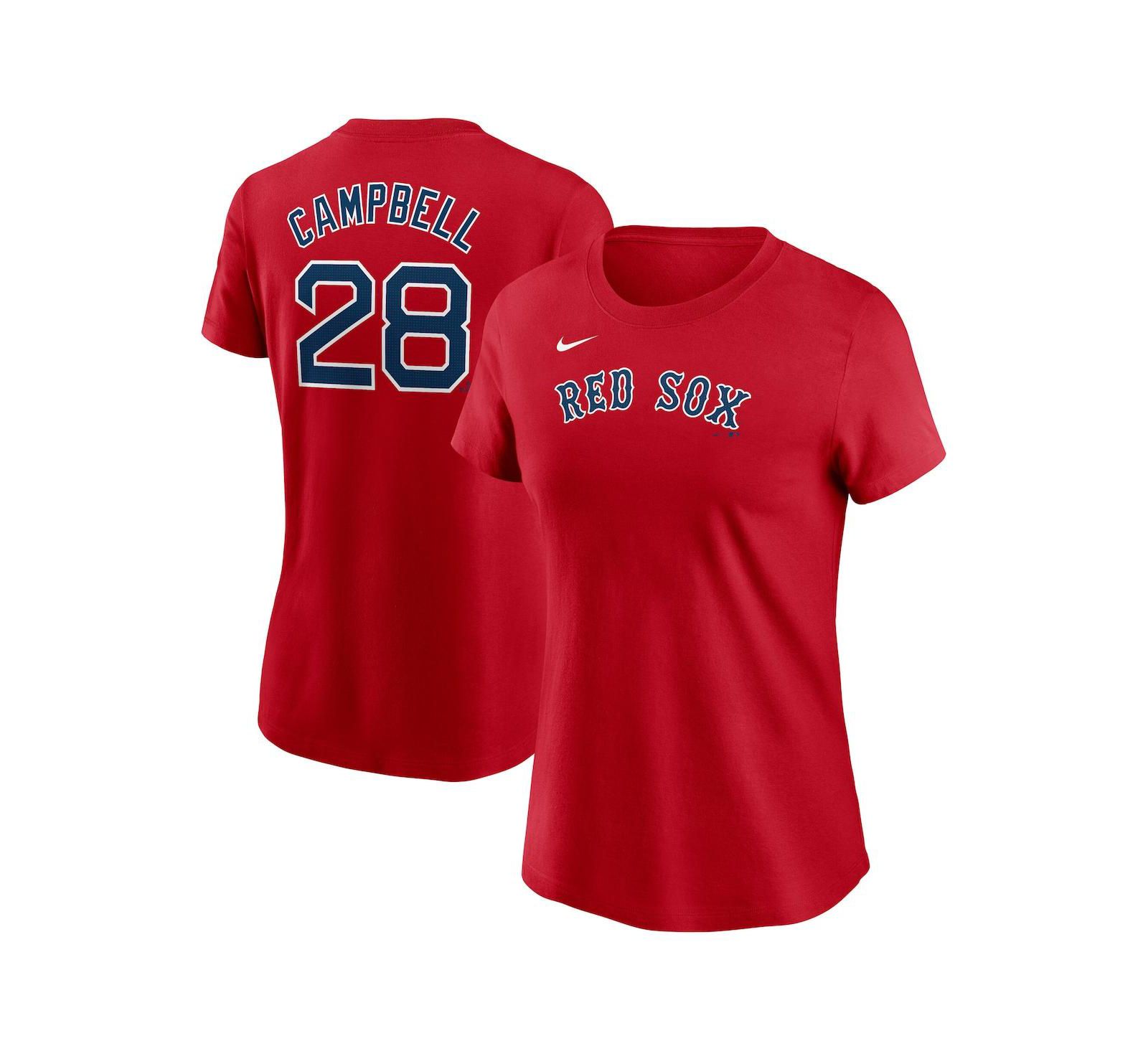 Nike Женская футболка Kristian Campbell Red Boston Red Sox Fuse, с именем и номером