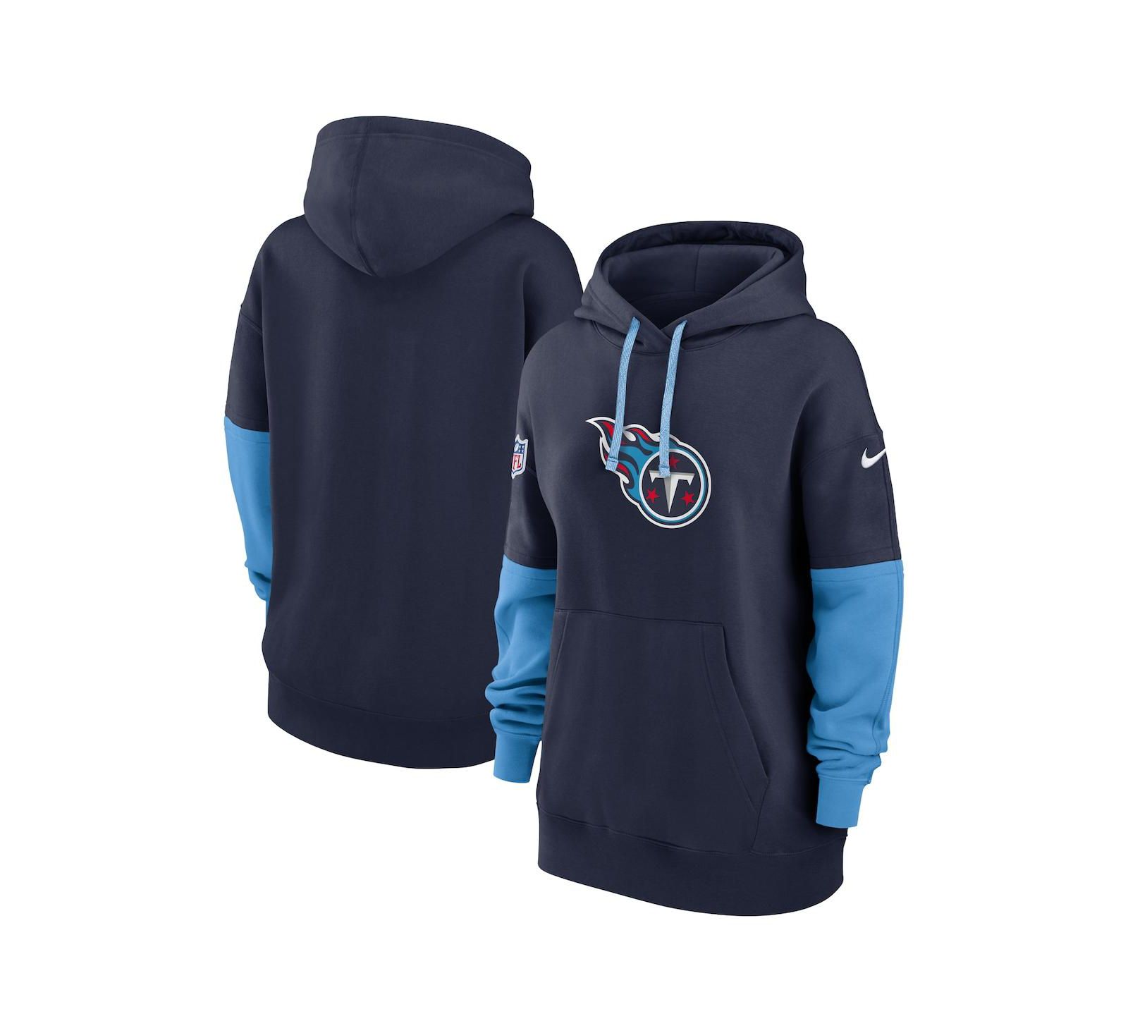 Женское худи Nike Navy Tennessee Titans 2024 Sideline Essential Fleece Pullover