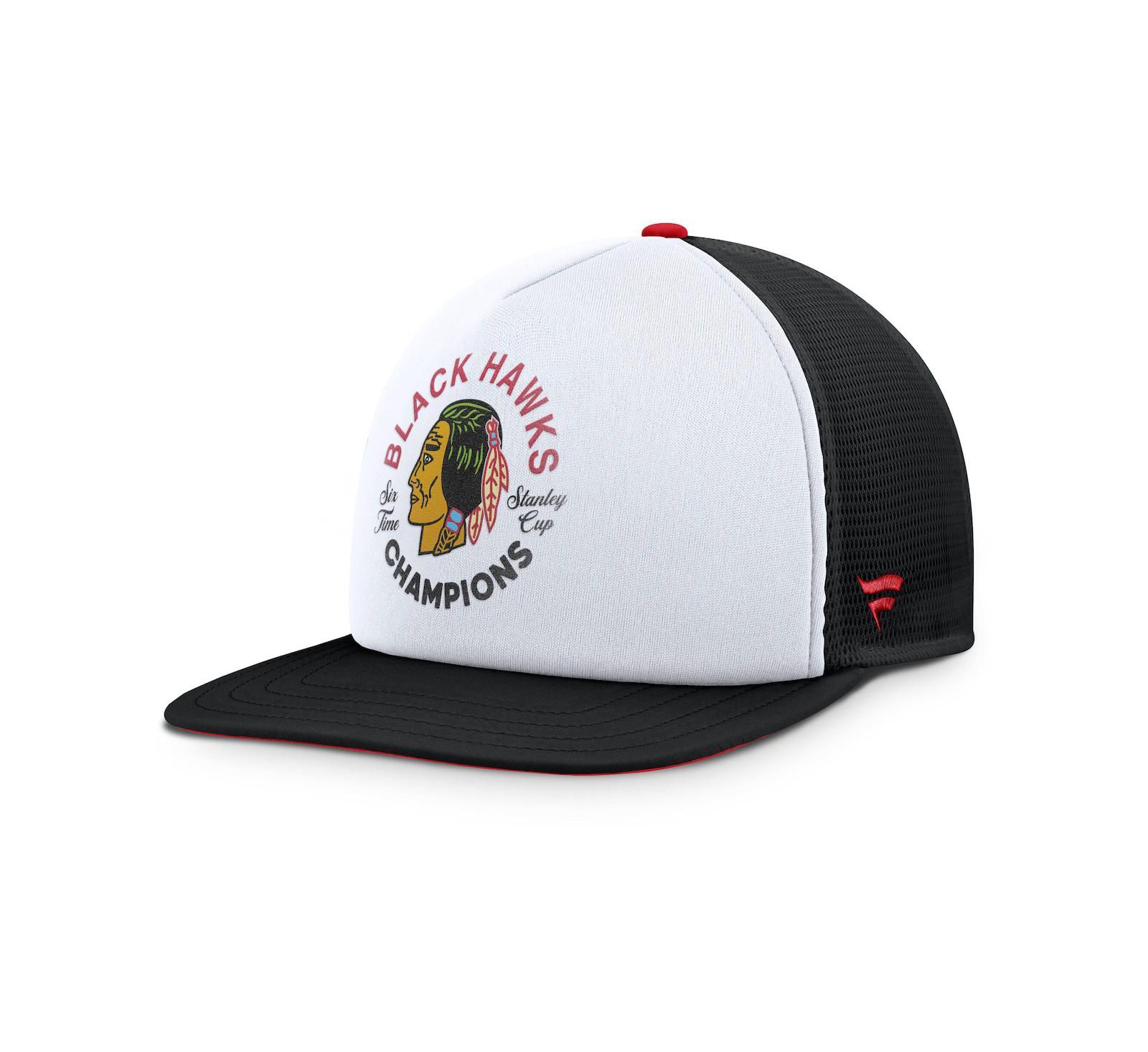 Fanatics Men's White/Black Chicago Blackhawks Decades Collection Foam Front Snapback Hat