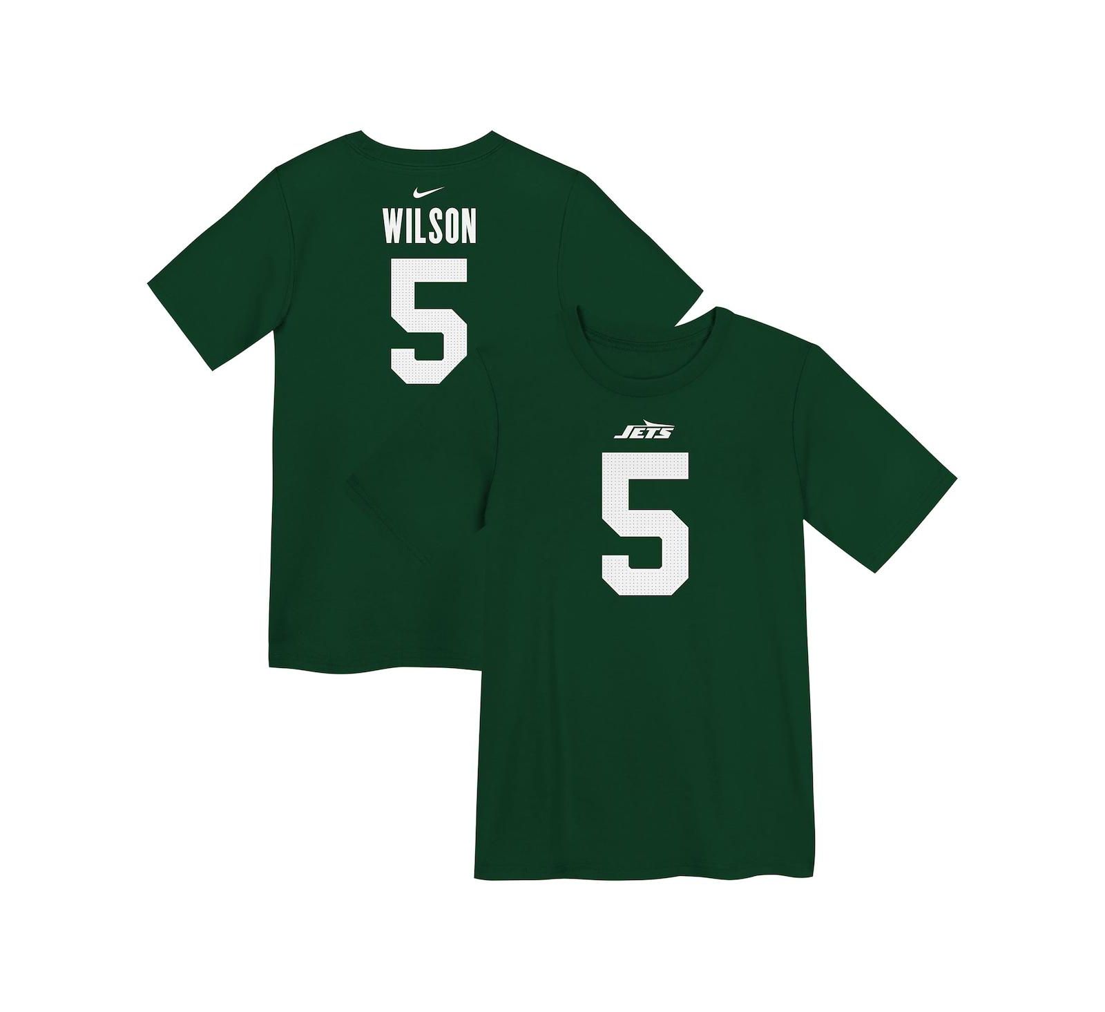 Nike T-shirt Garrett Wilson Green New York Jets Player Name & Number для мальчиков и девочек