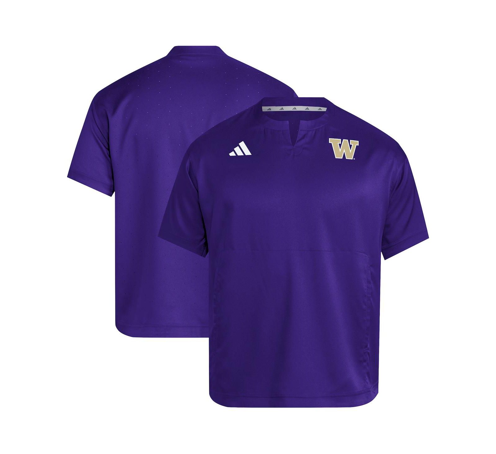 Adidas Men's Purple Washington Huskies Dugout Coaches Adizero Notch Neck Pullover Sweatshirt