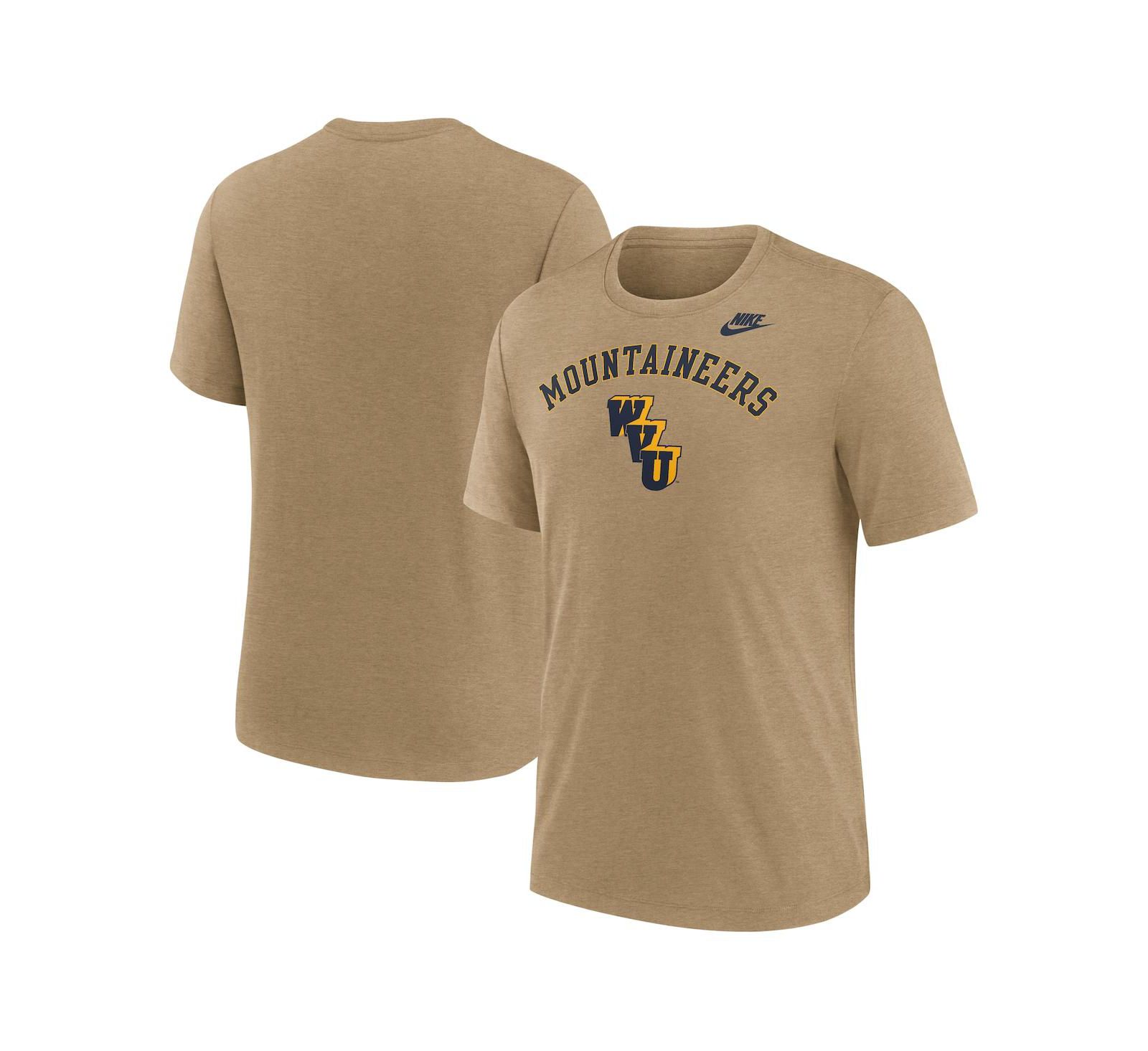 Nike Men's Heather Light Brown West Virginia Mountaineers Legacy Arch Tri-Blend T-Shirt