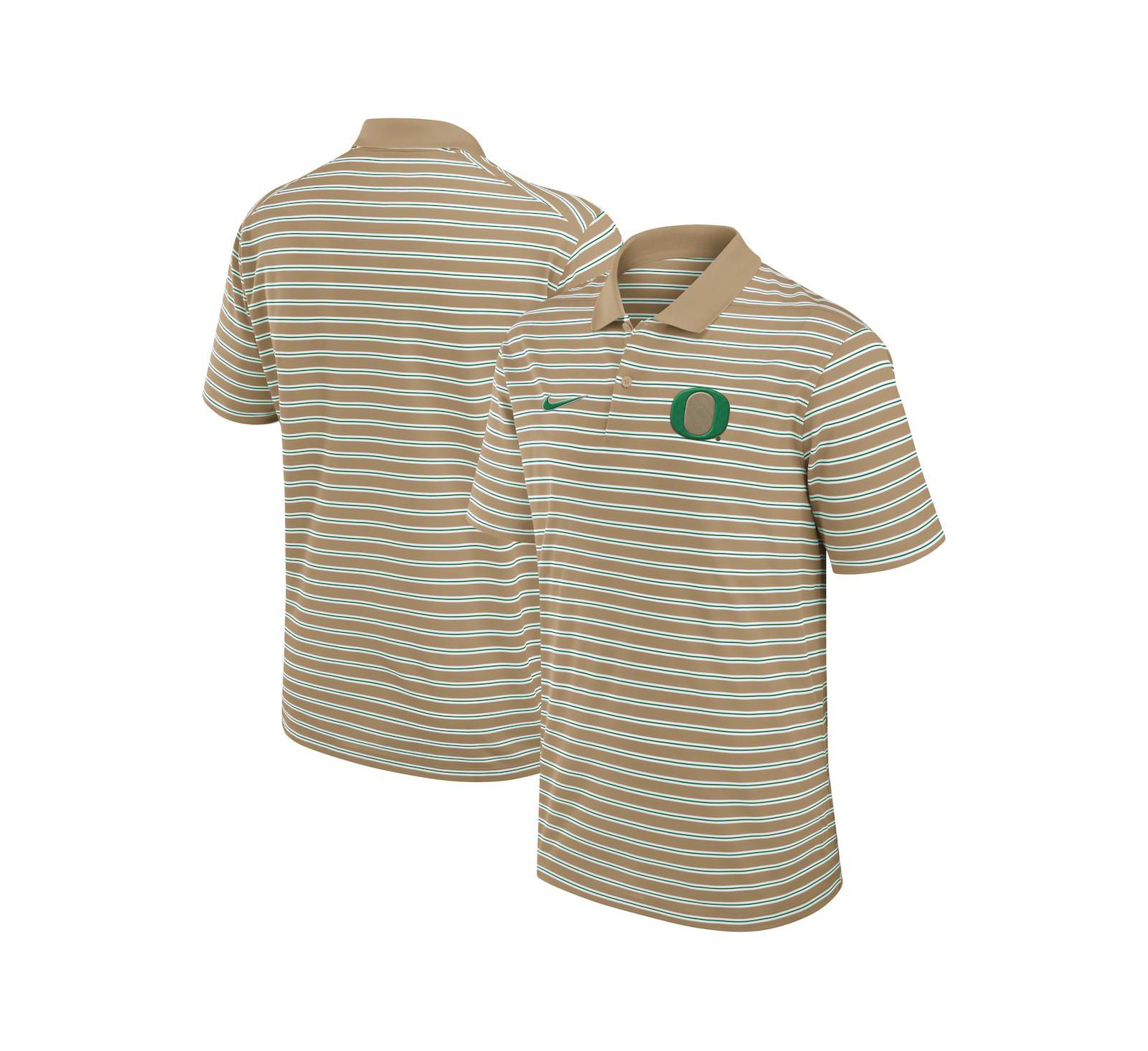Nike Men's Tan Oregon Ducks Athletic Prep Striped Performance Polo Shirt
