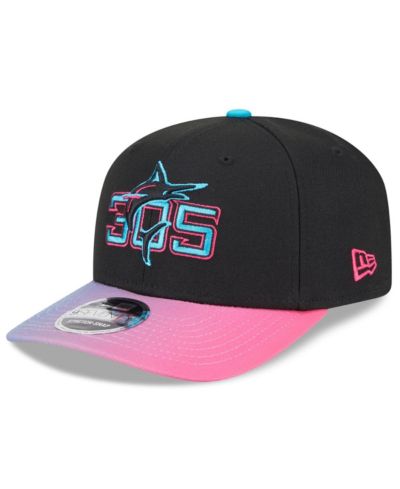 New Era Мужская кепка Miami Marlins 2025 City Connect 9SEVENTY регулируемая, черная/розовая