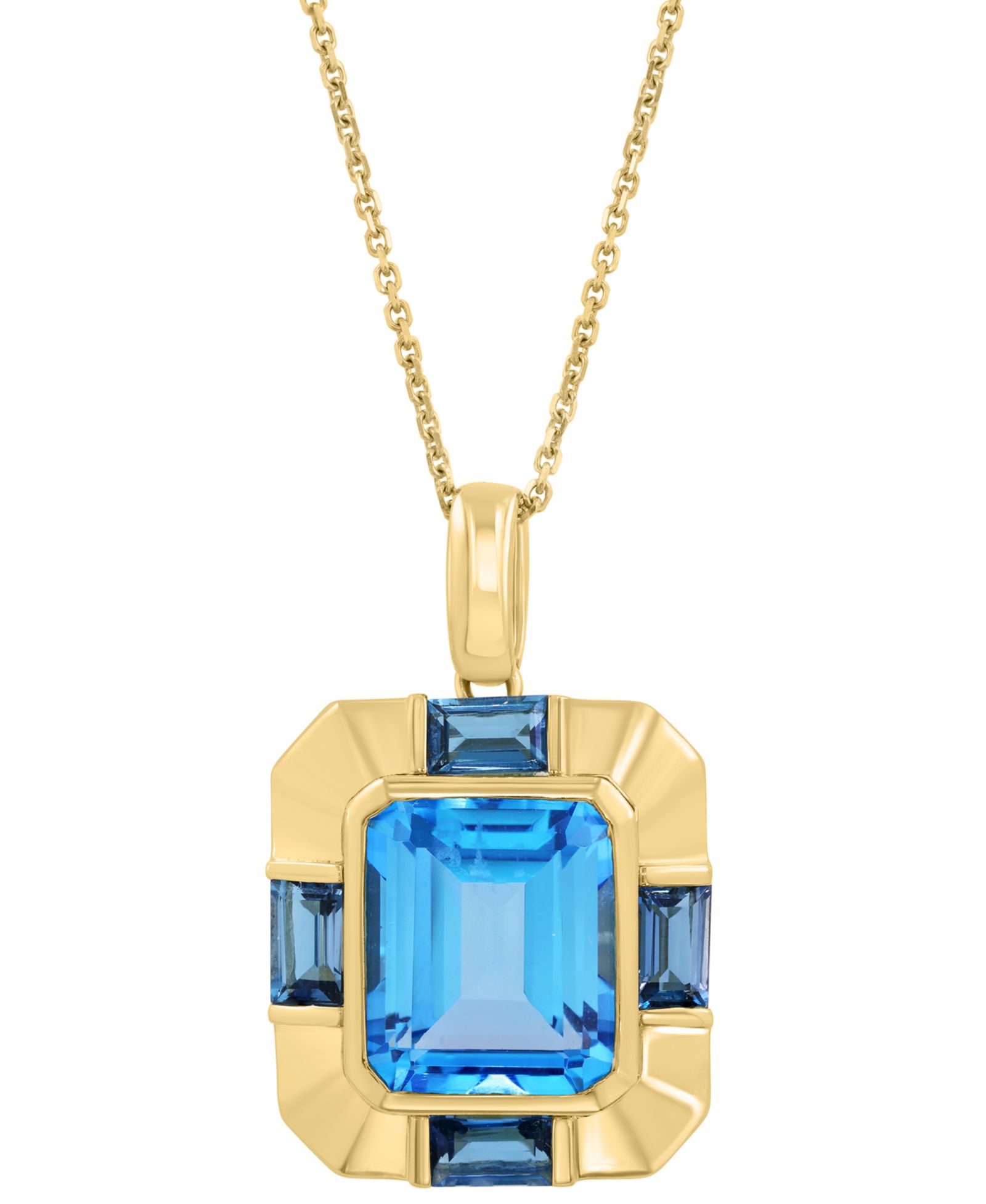 Подвеска EFFY® Blue Topaz (7-5/8 ct. t.w.) & London Blue Topaz (1-3/8 ct. t.w.) 18" в серебре с напылением 14k Gold-Plated