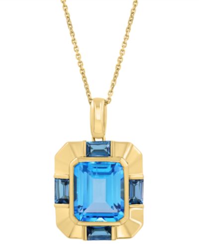 Подвеска EFFY® Blue Topaz (7-5/8 ct. t.w.) & London Blue Topaz (1-3/8 ct. t.w.) 18" в серебре с напылением 14k Gold-Plated