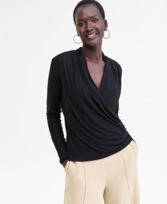 Женский топ I.N.C. International Concepts Printed Mesh Surplice-Neck