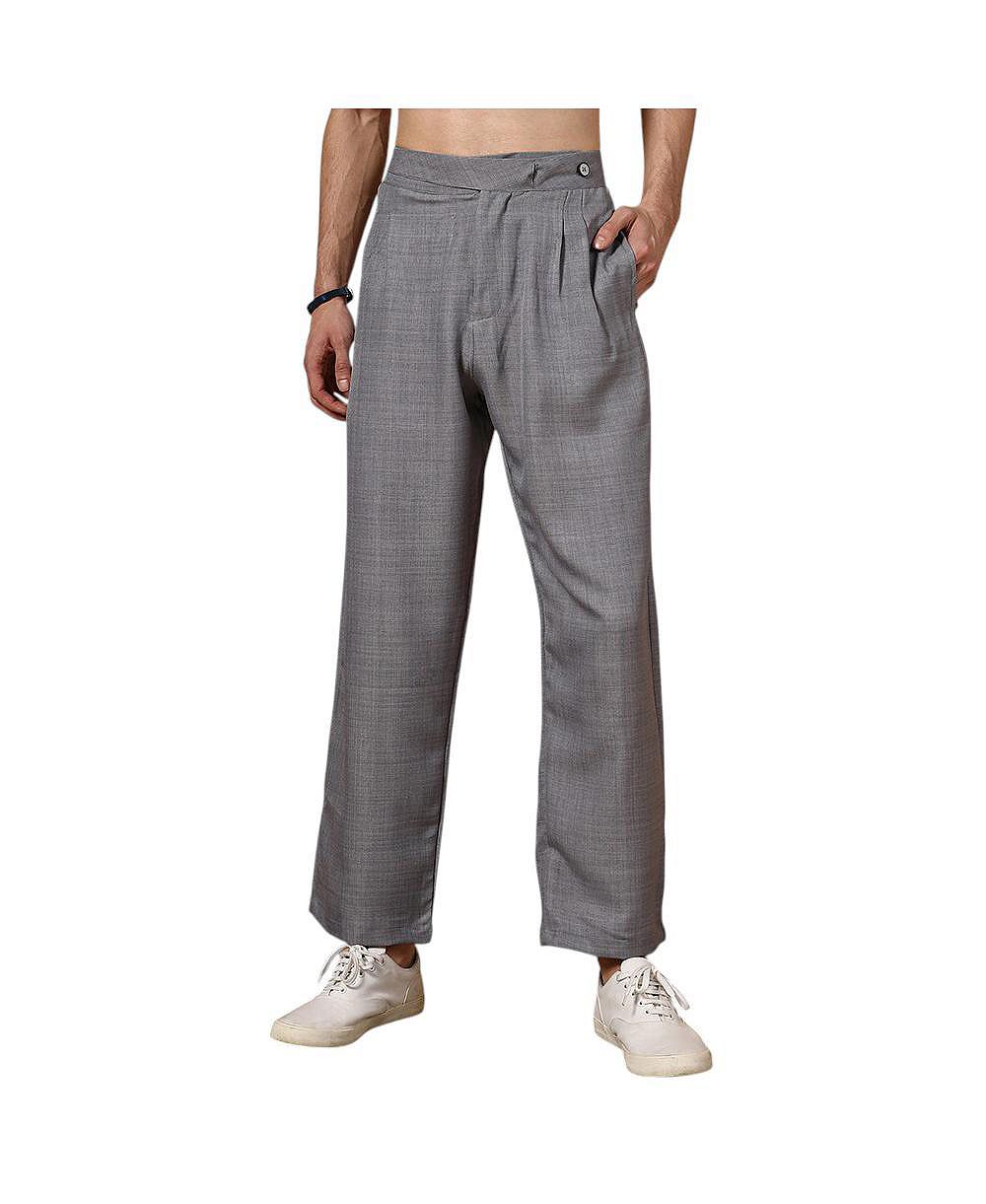 Campus Sutra Мужские брюки Moon Grey Pleated Relaxed