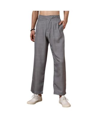 Campus Sutra Men's Moon Grey Pleated Relaxed Trousers