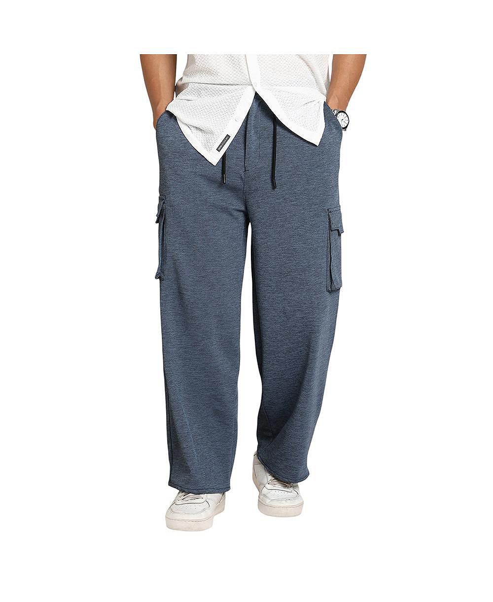 Campus Sutra Мужские relaxed карго брюки Prussian Blue Heathered