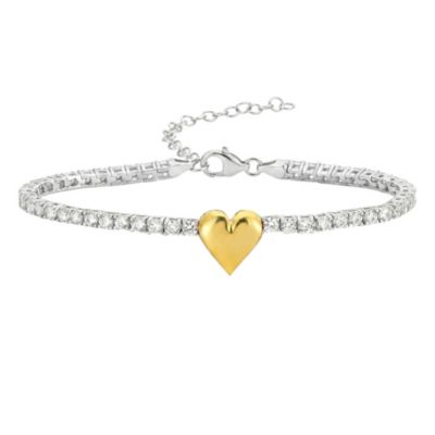 Spero London Серебряный браслет Tennis с сердечком