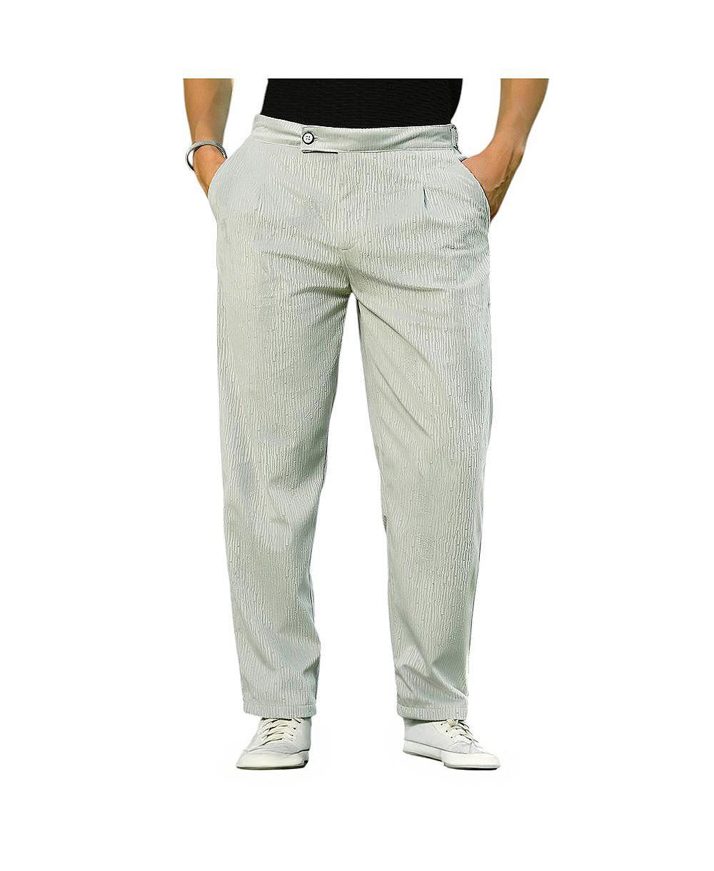 Campus Sutra Men's Cloud Grey Veined Tailored Trousers