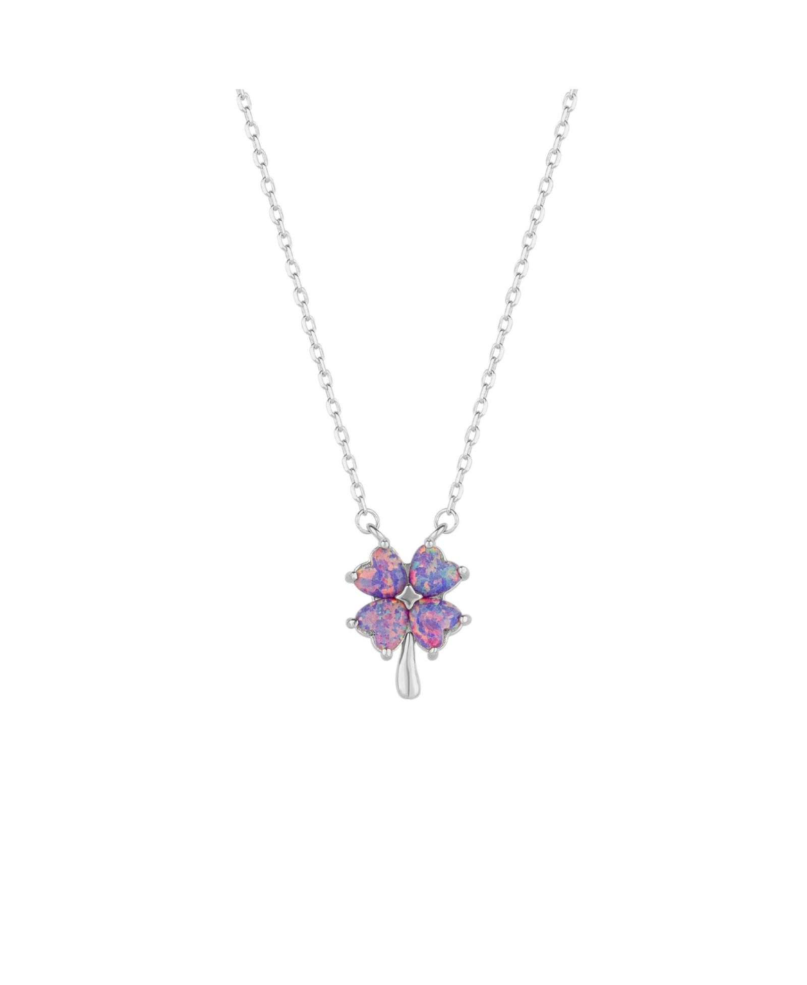 Spero London Opal Four Leaf Clover Sterling Necklace