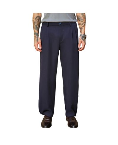 Мужские брюки Campus Sutra Midnight Black Straight-Cuffed Pleated