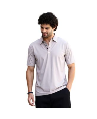 Campus Sutra Men's Saltbox Beige Seamless Cuboid Polo T-Shirt
