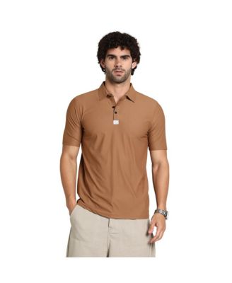 Campus Sutra Men's Sepia Brown Seamless Waffle Polo T-Shirt