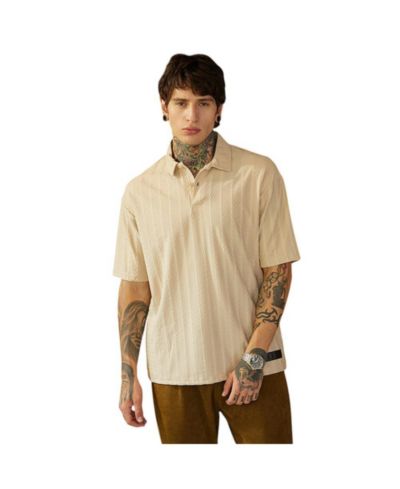 Campus Sutra Men's Tactile Oversized Polo T-Shirt