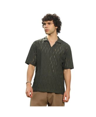 Campus Sutra Men's Juniper Green Honeycomb-Knit Polo T-Shirt