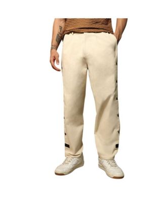 Campus Sutra Men's Off-White Side-Snap Straight Trousers
