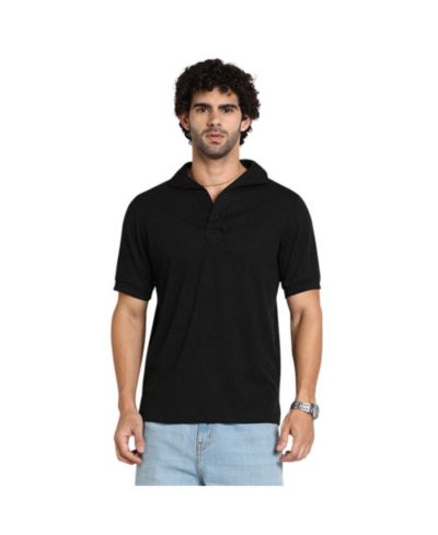 Campus Sutra Мужская футболка polo Onyx Black Tactitle Spread-Polo