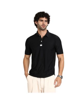Мужская однотонная polo футболка Campus Sutra Obsidian Black Seamless