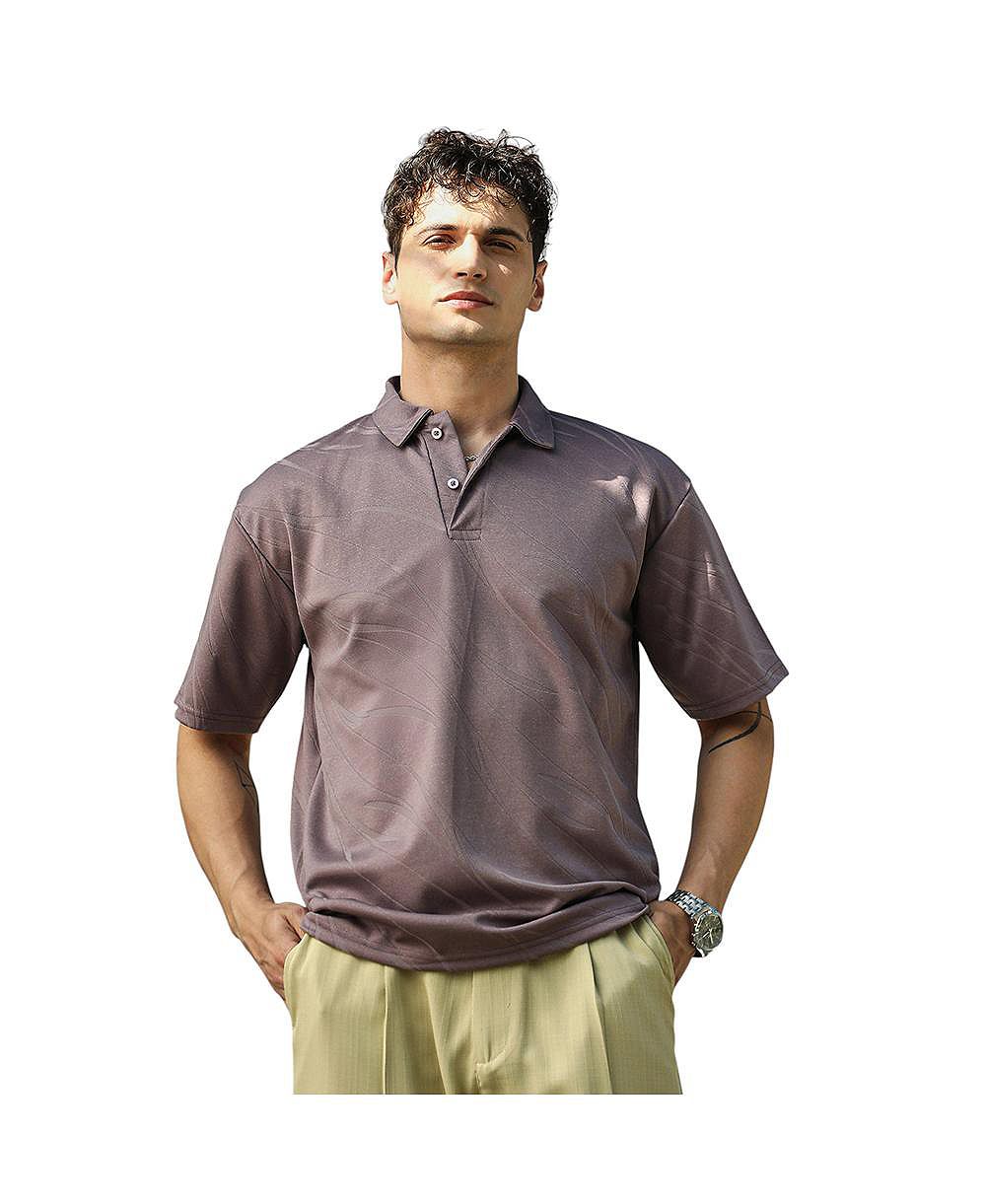 Campus Sutra Men's Pastel Purple Scratch-Tactile Polo T-Shirt