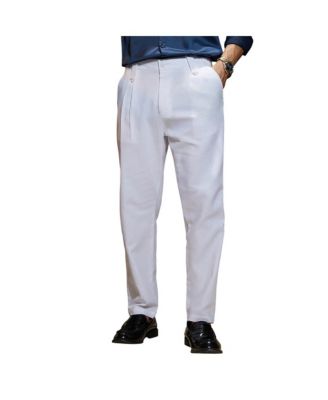 Мужские брюки чинос Campus Sutra Cream White Ribbed-Pleated