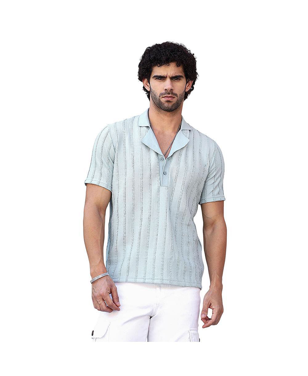 Мужская поло Campus Sutra Men's Mint Green Wicker-Tactile Polo T-Shirt