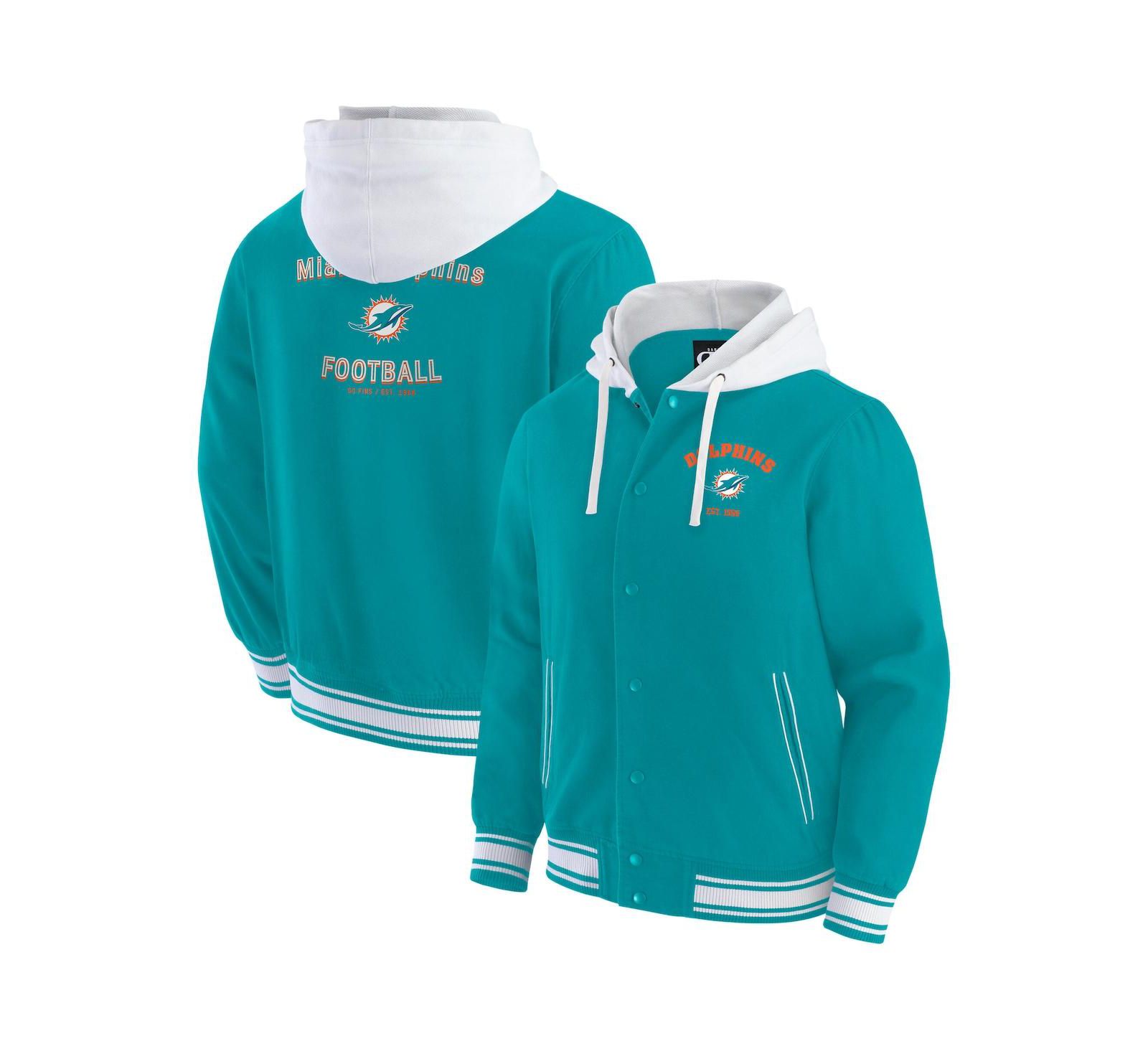 Мужская толстовка-куртка на молнии Darius Rucker Collection by Fanatics, Aqua Miami Dolphins Full-Snap Hoodie Jacket