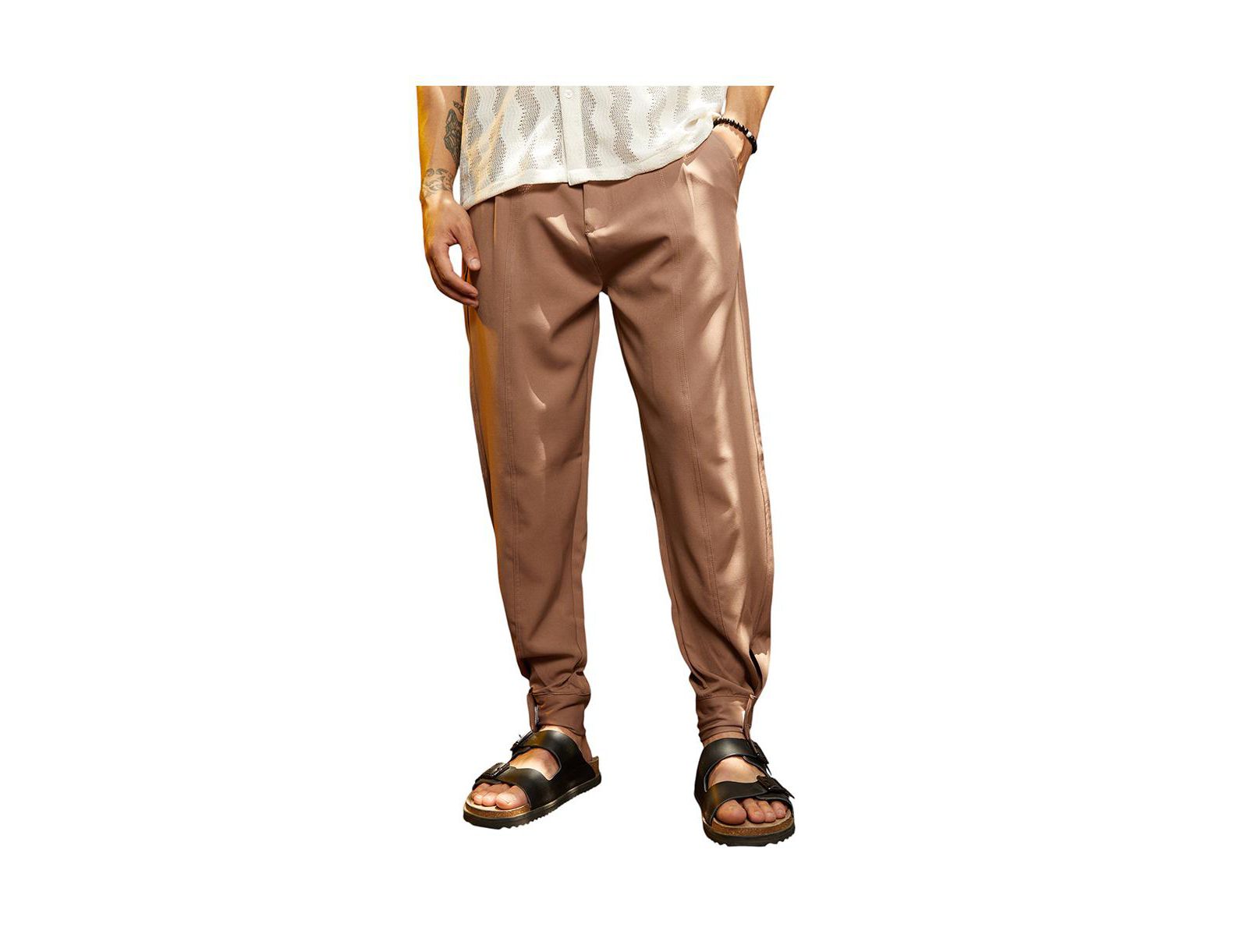 Campus Sutra Men's Tan Brown Panelled Gurkha Trousers