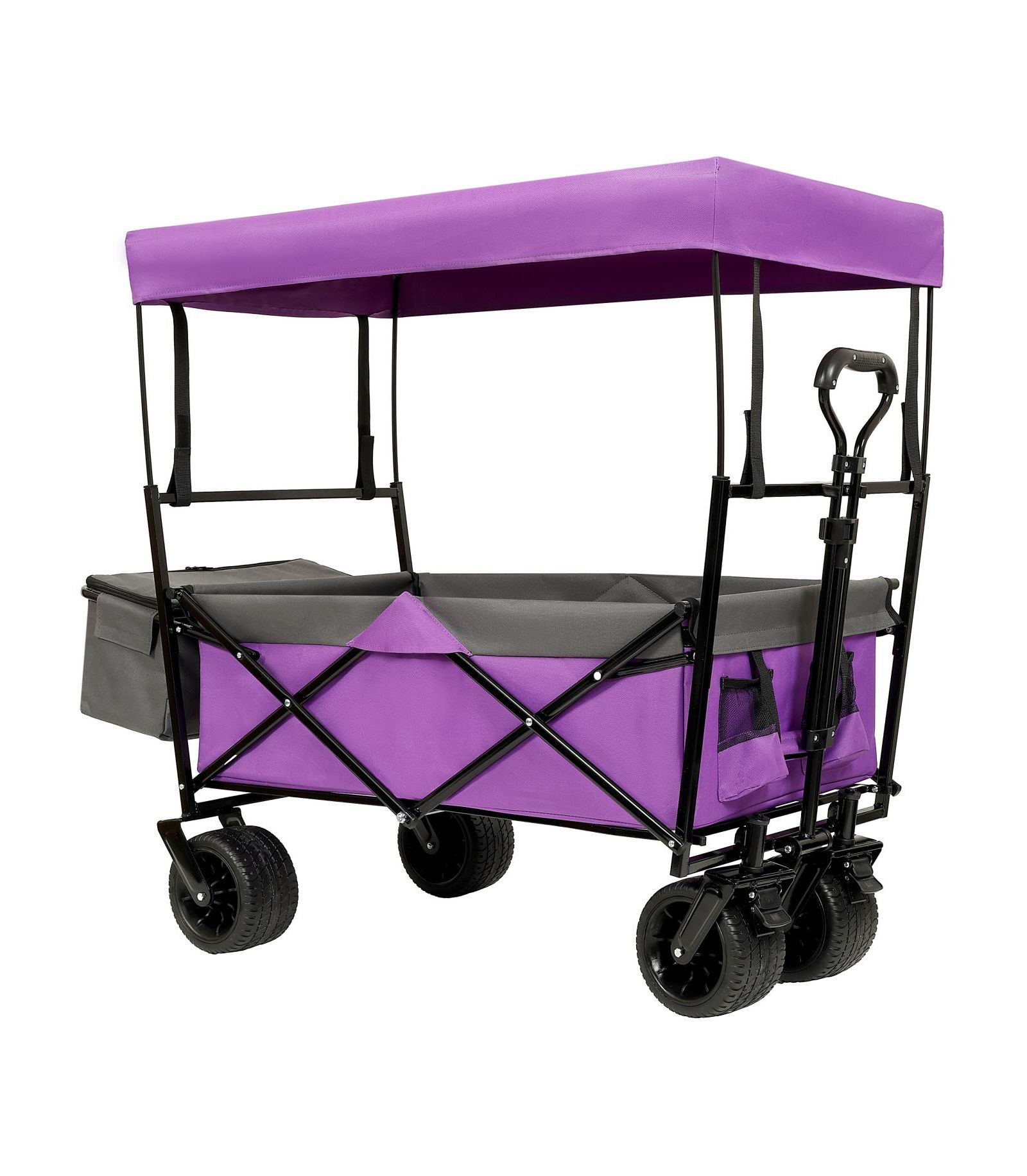 Collapsible Wagon with Canopy & All-Terrain Wheels (Purple)