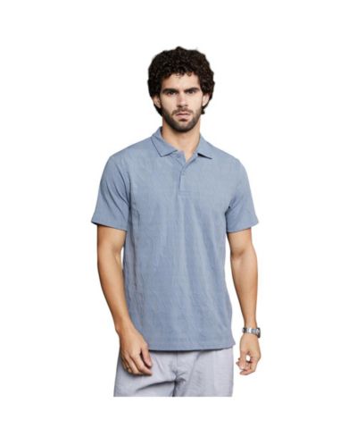 Campus Sutra Мужская поло T-shirt Powder Blue Veined-Tactile