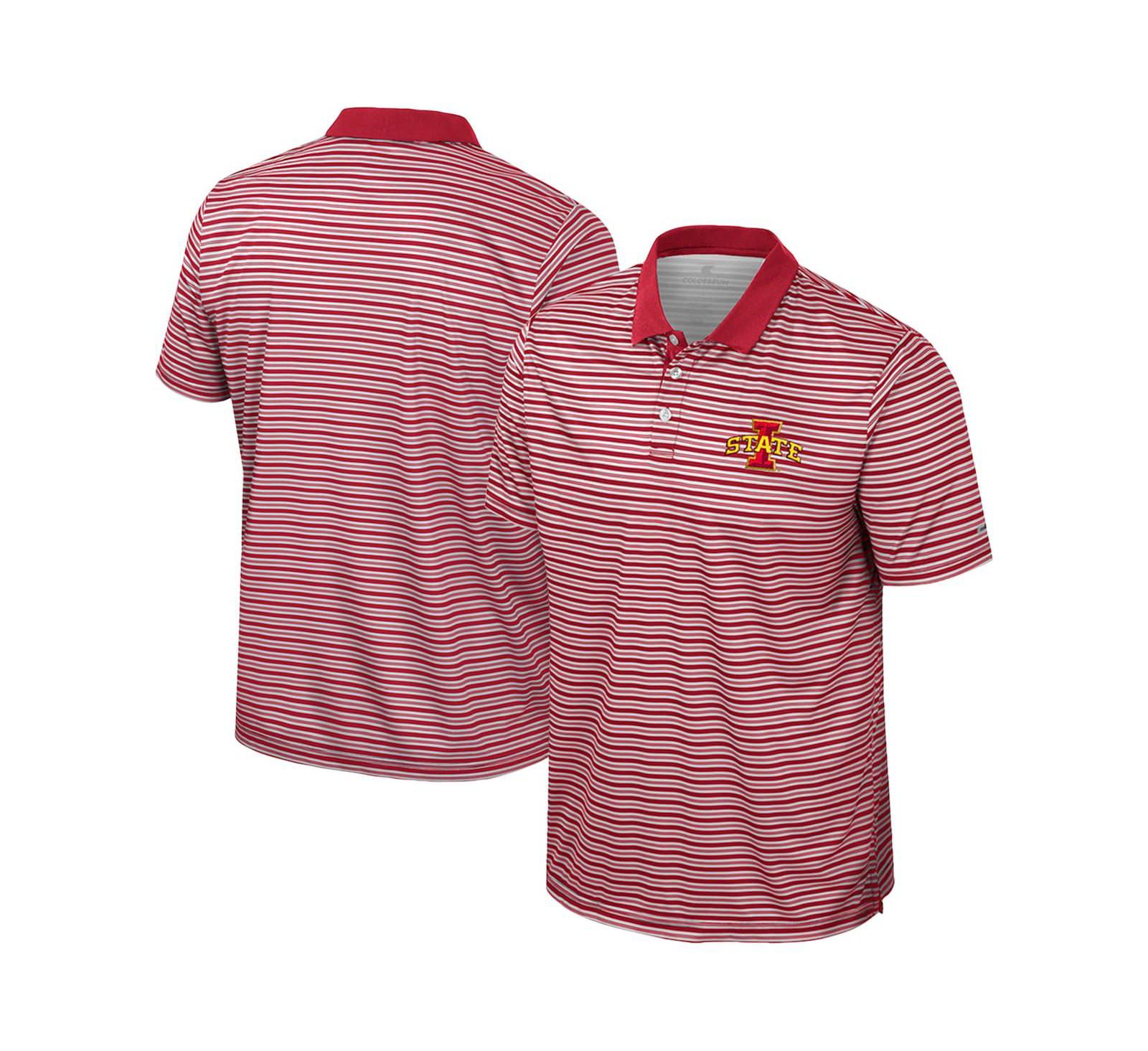 Colosseum Мужская Cardinal Iowa State Striped Polo Рубашка