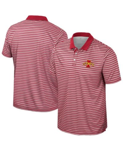 Colosseum Мужская Cardinal Iowa State Striped Polo Рубашка