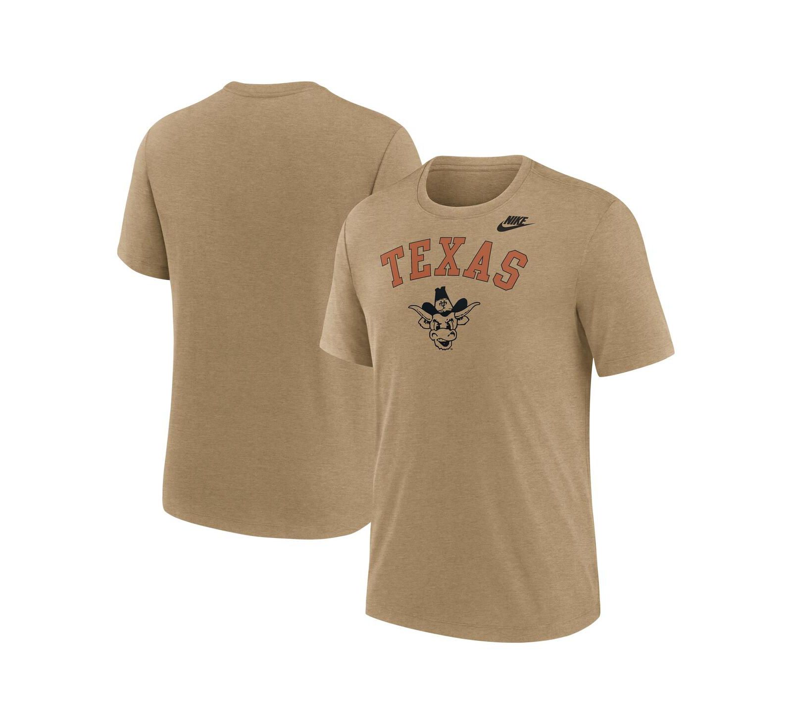 Мужская футболка Nike Texas Longhorns Legacy Arch Tri-Blend, светло-коричневая меланж