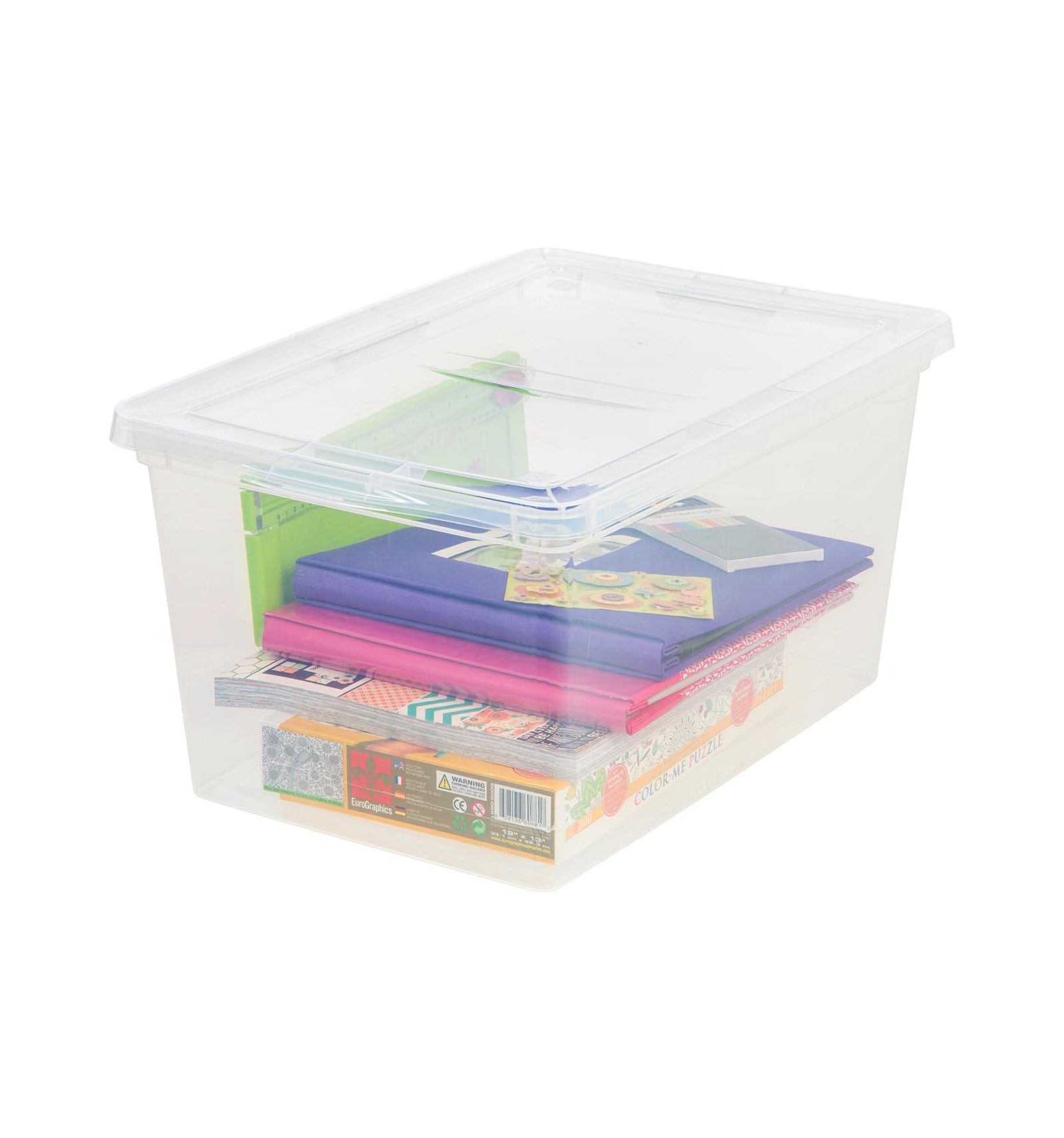 IRIS 58 Qt Plastic Storage Bin Tote Organizing Container with Latching Lid, Clear