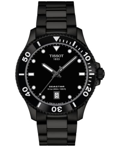 Мужские часы Tissot Swiss Seastar 1000 с браслетом из нержавеющей стали Black PVD 40mm