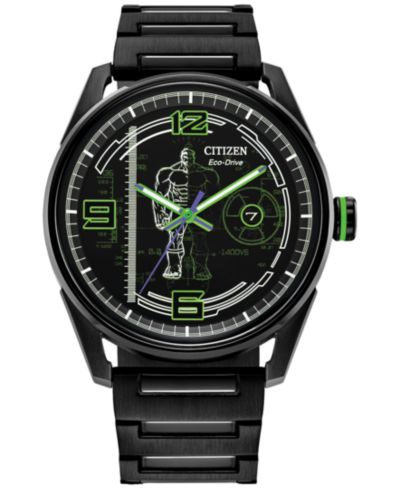 Citizen Eco-Drive Men's Marvel Hulk Green Goliath Black-Tone Stainless Steel Bracelet Watch 42mm
