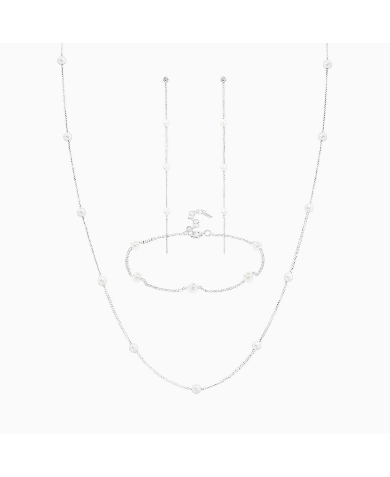 Bearfruit Jewelry Комплект Infinite Pearl Sterling Plated Dainty Statement