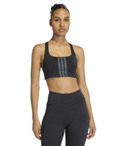 adidas Женский спортивный топ Optime 3-Stripes с поддержкой средней жесткости