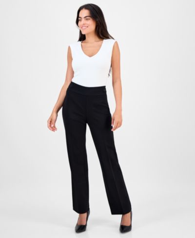 Брюки Petite Mid-Rise Side-Tab Straight-Leg