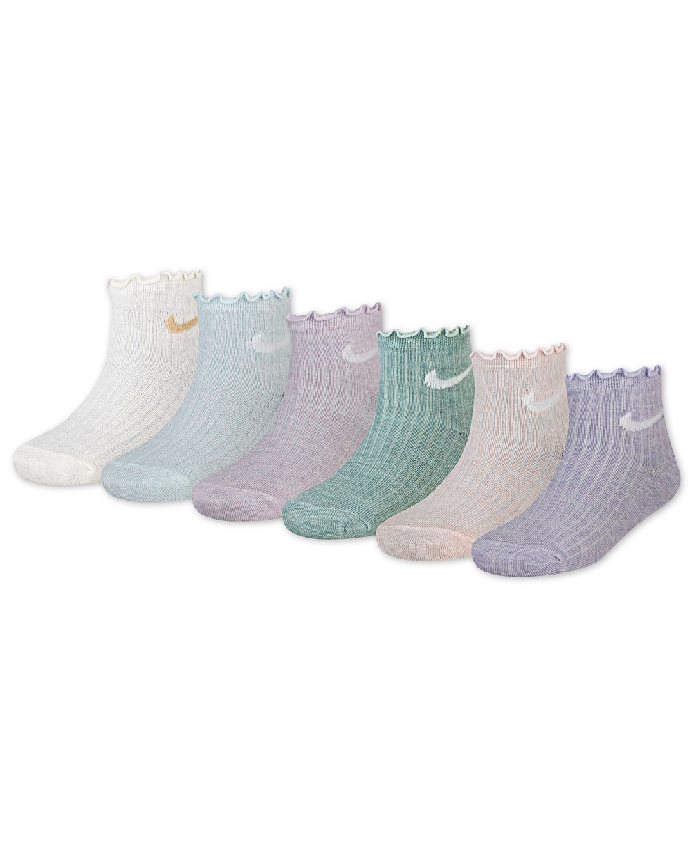 Nike Girls' 4-7 Lettuce Ankle Socks, 6-Pack