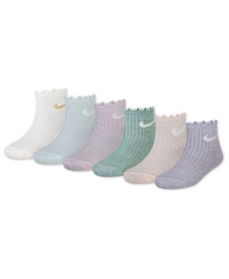 Nike Girls' 4-7 Lettuce Ankle Socks, 6-Pack