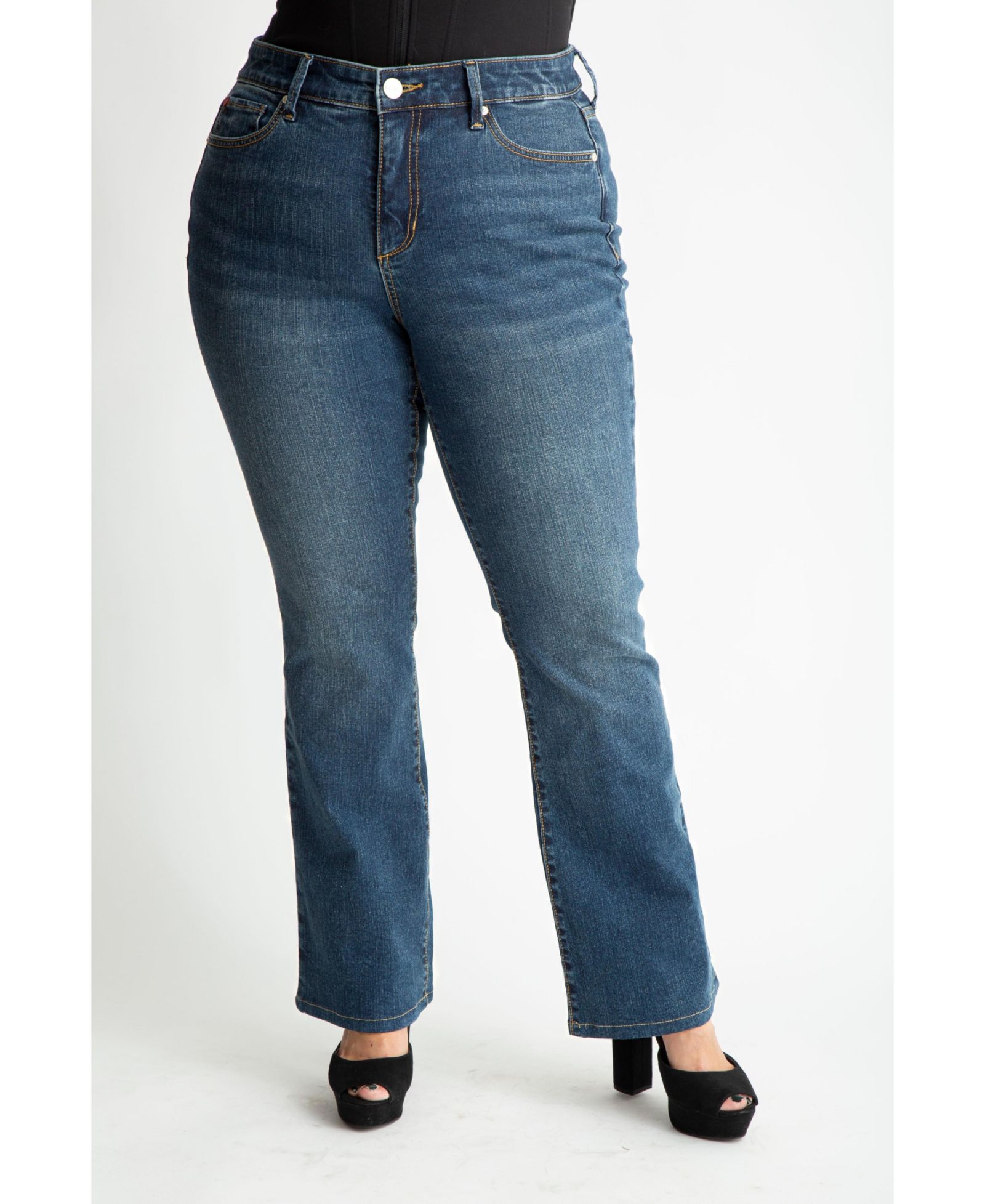 SLINK Jeans Plus Size Denim high rise bootcut in 32" inseam - Luna