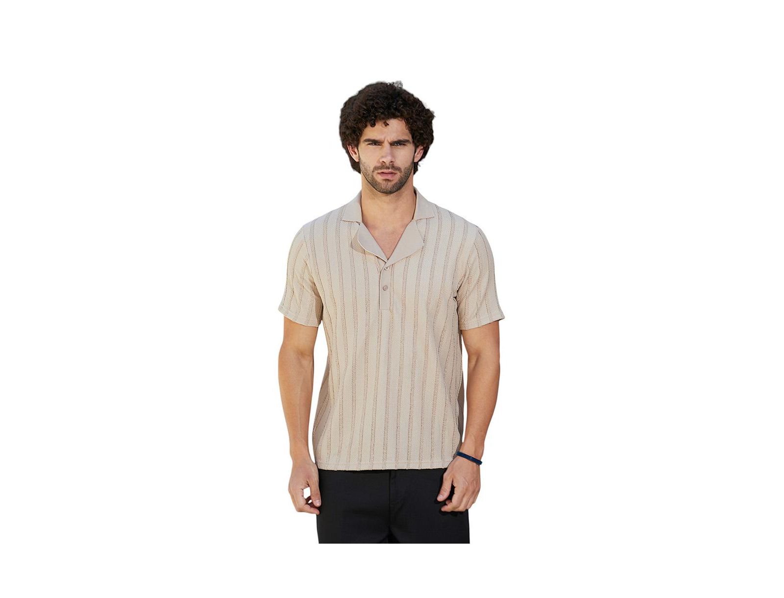 Campus Sutra Мужская рубашка-поло Saltbox Beige Wicker-Tactile