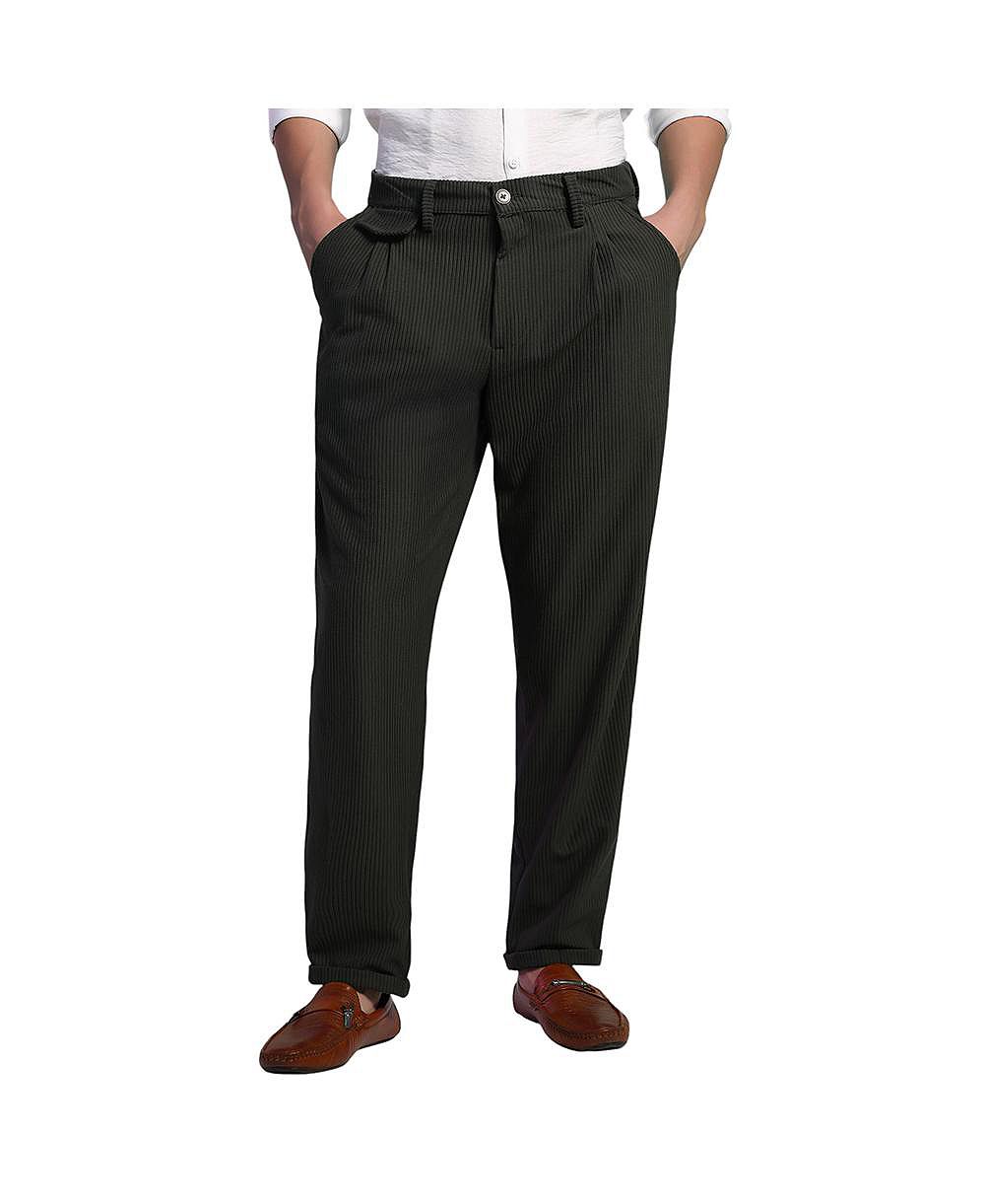 Мужские брюки Campus Sutra Midnight Black Corduroy Tailored