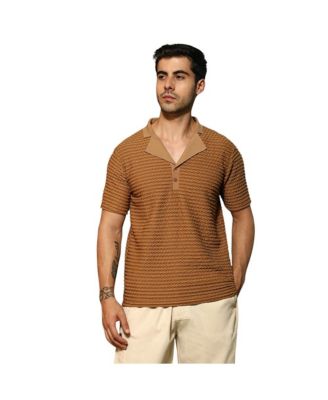 Мужская рубашка-поло Campus Sutra Coffee Brown Crease-Tactile Cuban