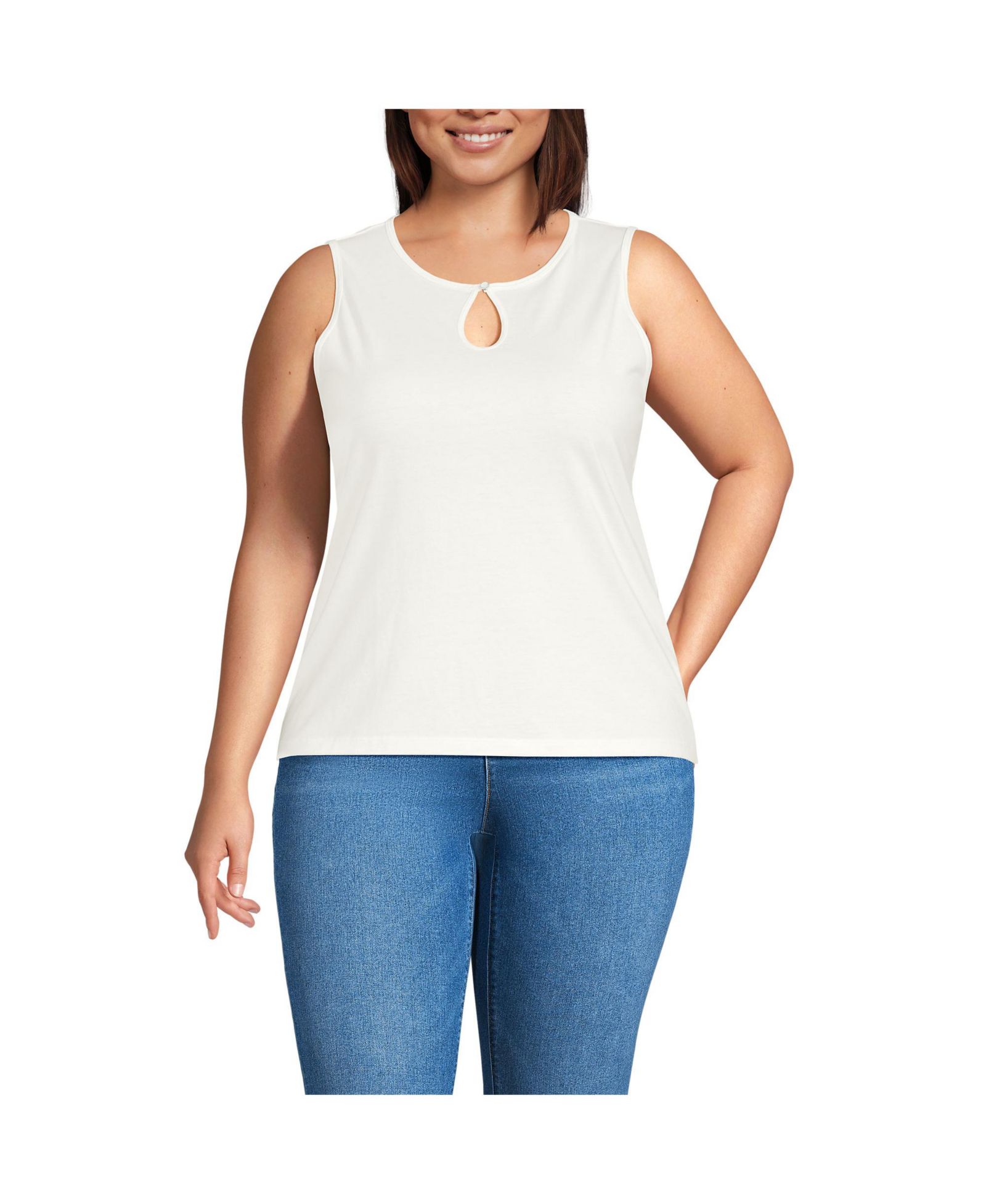 Женский топ Lands' End Plus Size Supima с прорезью