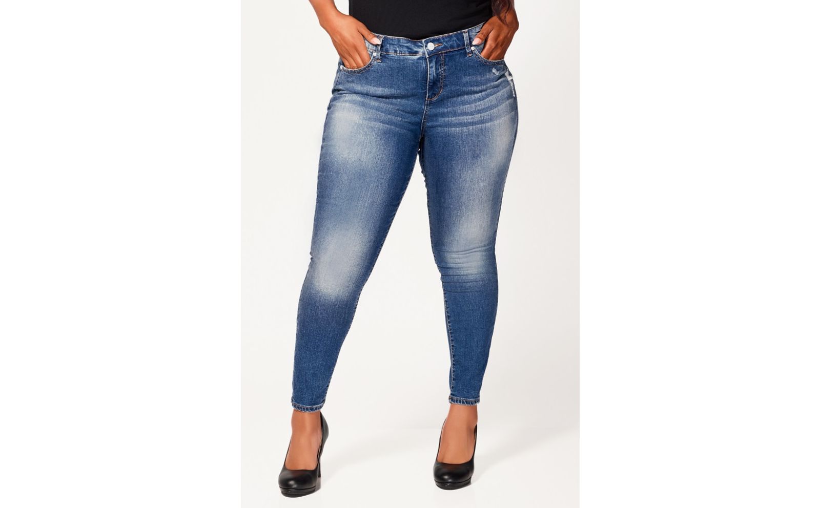 SLINK Jeans Plus Size Denim mid rise ankle skinny in 29" inseam - Jayla