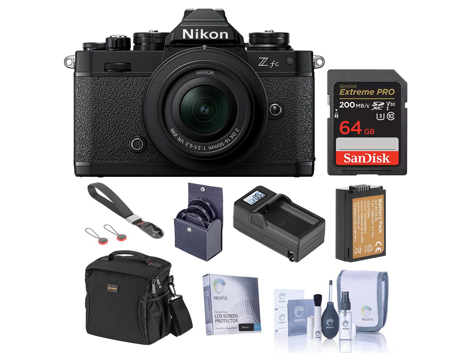 Беззеркальная камера Nikon Z fc DX-Format с объективом 16-50mm f/3.5-6.3, комплект с картой памяти 64GB, сумкой, дополнительным аккумулятором и набором фильтров 46mm